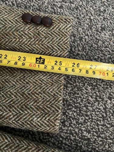 Harris Tweed Men’s Blazer Jacket Elbow Patches Brown Green Herringbone Brown 48 - Picture 10 of 14