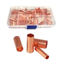 250Pcs 7 Size Non Insulated Butt Splice Wire Ferrules Kit Crimp Connector