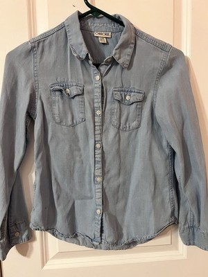 Girls Cherokee Button Down Denim Shirt Size Large