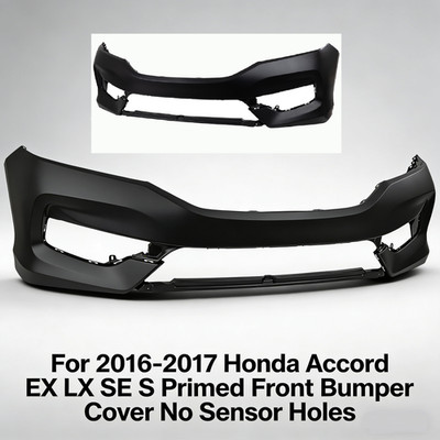 For 2016-2017 Honda Accord EX LX SE S Primed Front Bumper Cover No Sensor Holes