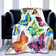 Butterfly Blanket Beautiful Butterfly Throw Blanket Ultra Soft Flannel Colorf...
