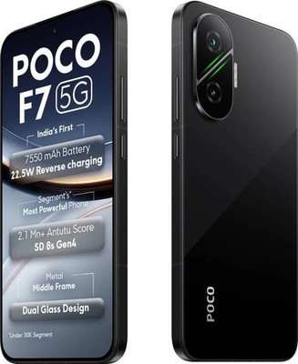 POCO F7 5G (Black, 256 GB 12 GB ) 8s Gen 4 Processor NFC 6.83