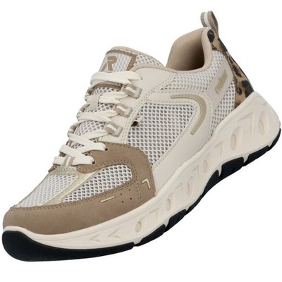 Rieker Damen Sneaker Halbschuh Beige Extra Weit M6501-60 Komfort Memory Foam