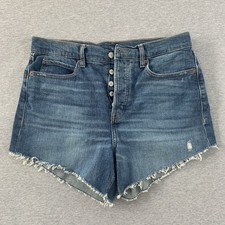 Old Navy Sky-Hi Straight Jean Shorts Women  s 12 Distressed Extra High Rise