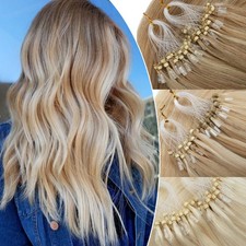 Micro Ring Loop Beads Tip 100 Remy Human Hair Extensions 1g/s Thick Highlight