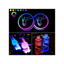 2PCS LED Cup Holder Lights for Car,7 Colors Changing USB Charging Color A