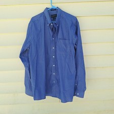 Eddie Bauer Mens Tall XL Striped Wrinkle Resistant Relaxed Fit Button Down Shirt