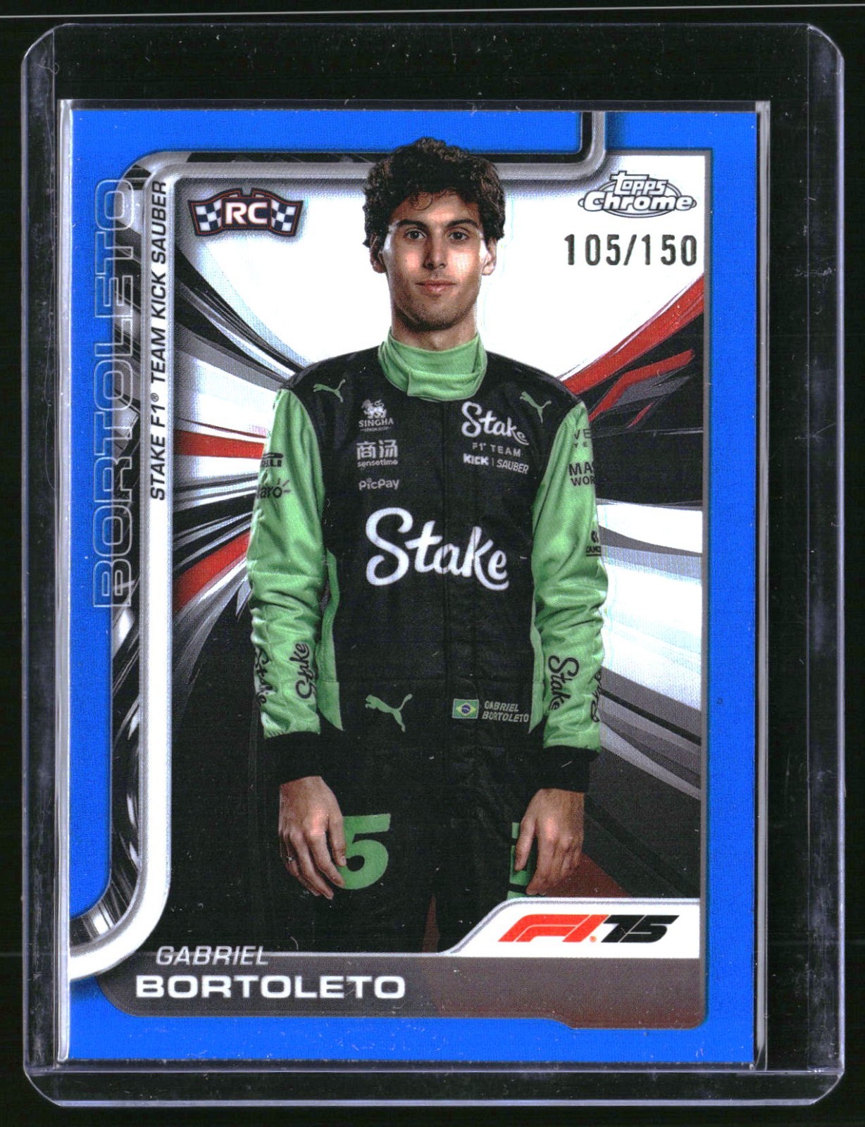 2025 Topps Chrome F1 Gabriel Bortoleto RC Portrait Blue Refractor 105/150 #20