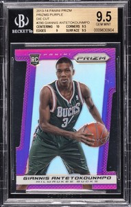 2013-14 PANINI PRIZM PURPLE DIE CUT #290 GIANNIS ANTETOKOUNMPO RC 14/49 BGS 9.5