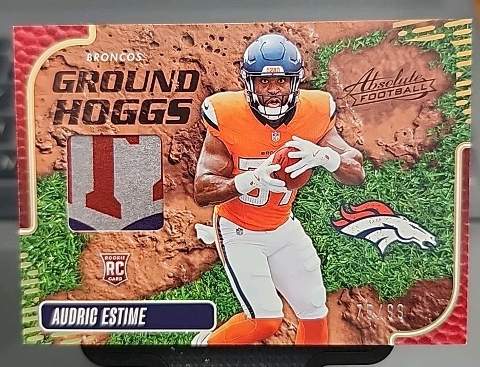 Audric Estime Panini Absolute Ground Hoggs Materials #GHMAEE Gold