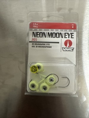 VMC 3/8 oz. Neon Moon Eye Jig - 4 Pack Color: Ultra Glow