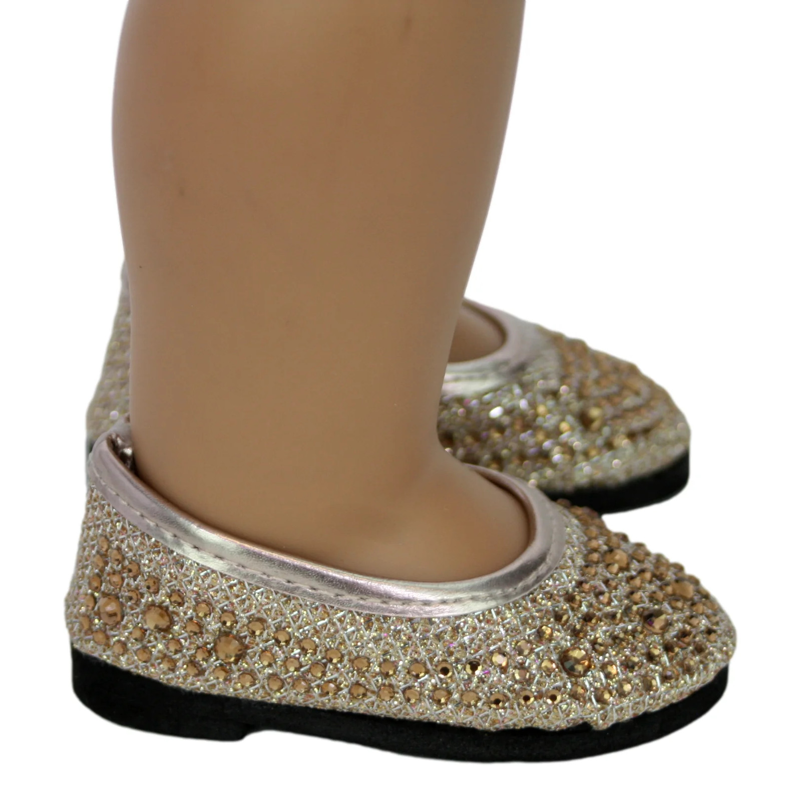 Gold Rhinestone Flats Shoes 18" Doll Clothes that Fits American Girl Dolls