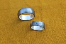 pair of damascus steel finger ring silver liner valentine gift 14/9.5 US size