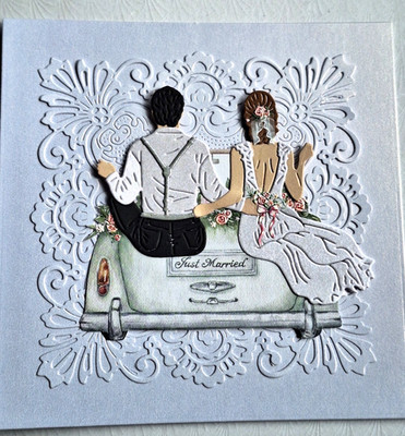 Stanzteil    Hochzeitsauto mit Brautpaar mit Karenaufleger