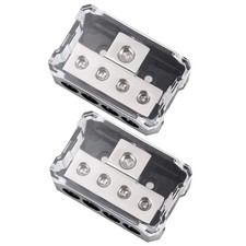 4 Way Power Distribution Block, 1X 0/2/4 AWG Gauge in / 4X 4/8/10 Gauge Out Amp