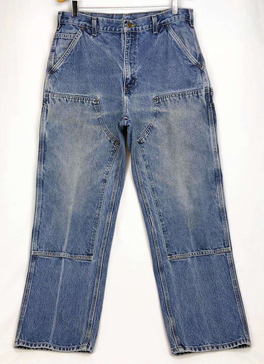 Vintage Carhartt B73 DST Double Knee Denim Work Pants Jeans 36x32