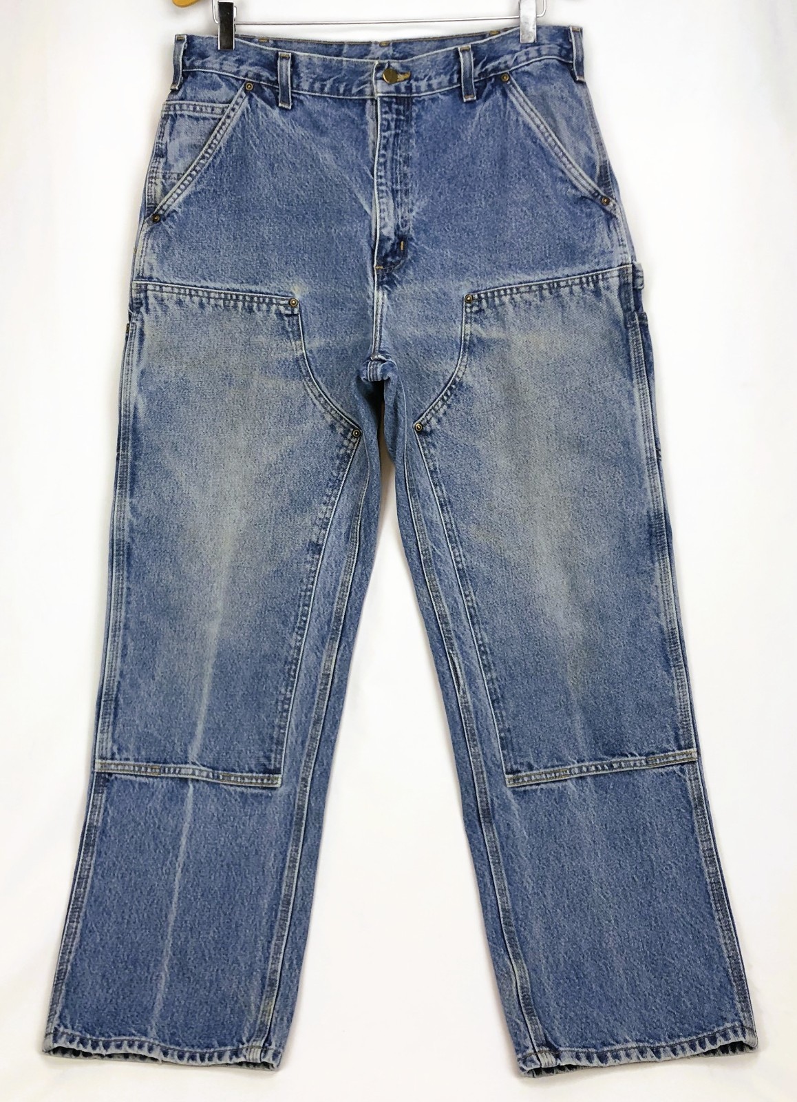 Vintage Carhartt B73 DST Double Knee Denim Work Pants Jeans 36x32 Made In Mexico