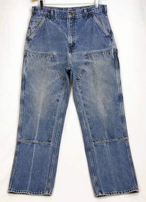 Vintage Carhartt B73 DST Double Knee Denim Work Pants Jeans 36x32