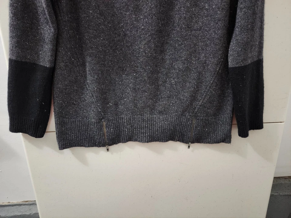 Suéter marca Cachemira capas para mujer M carbón Crew 100 % cachemir dobladillo cremallera moteado Foto 2 de 4