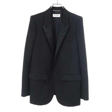SAINT LAURENT PARIS Iconic Satin Lapel Smoking Tuxedo Jacket 517741 Used MESC-0
