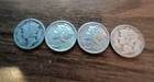 FOUR SILVER MERCURY DIMES -   1.49  SHIPPING.     Priced below melt value