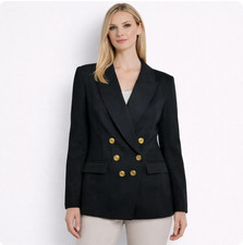 CAbi Navy Preppy Blazer Women s Size 6 Yacht Club Nautical Gold Buttons