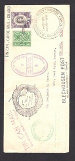 Tonga long tin can mail cover to New York great markings 1938