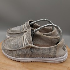 Hey Dude Shoes Womens 8 Wendy Sox Glacier Grey Loafers Knit Slip on Flaws