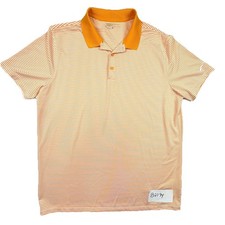 Nike Golf Polo Shirt Mens Large Orange White Stripe Dri-FIT Performance Top