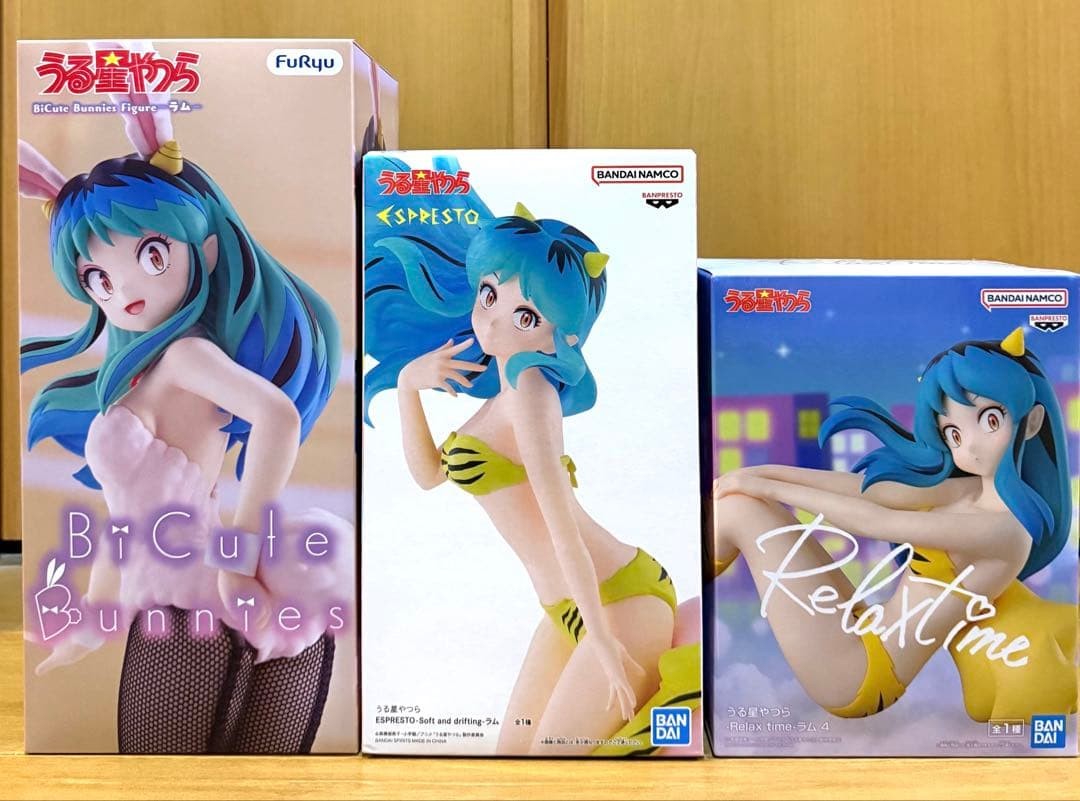 Lote de 3 figuras Urusei Yatsura Lum ESPRESTO Relax Time coleccionables 15+