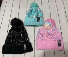 Justice Winter Beanie Set With Faux Fur, Lot Of Three