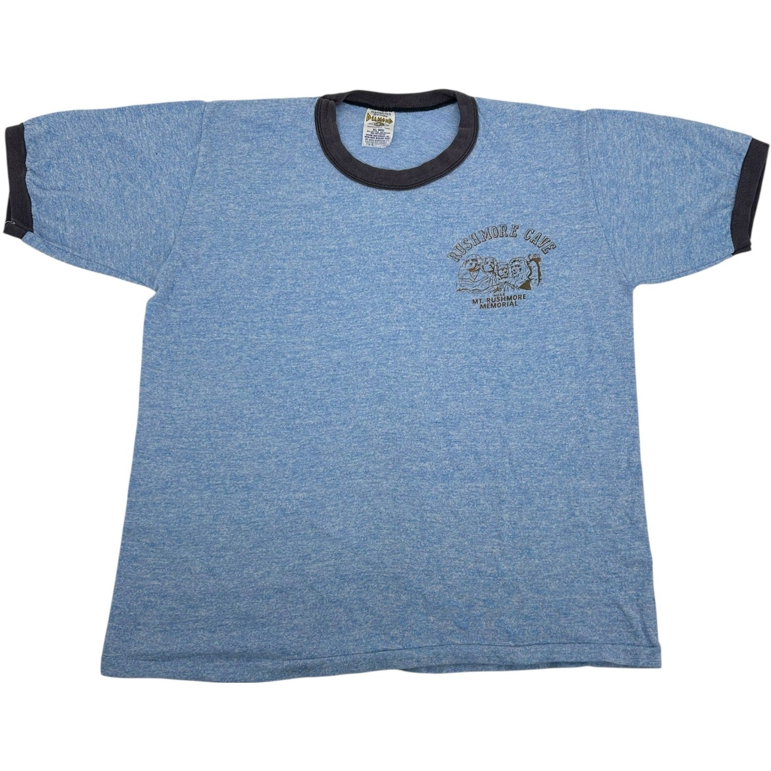 VTG 80s Diamond Mt Rushmore Memorial Cave single stitch ringer tee for men