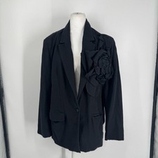 FARM Rio 3-D Flowered Blazer | Black Floral Appliqué Jacket | Women’s