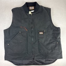 Big Smith Mens XL Black Insulated Vest Workwear Quilted Canvas Utility Pockets