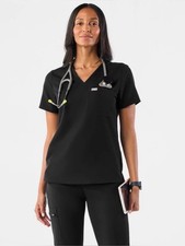 Figs Catarina One-Pocket Scrub Top XS extra small Black Nurse Healthcare work