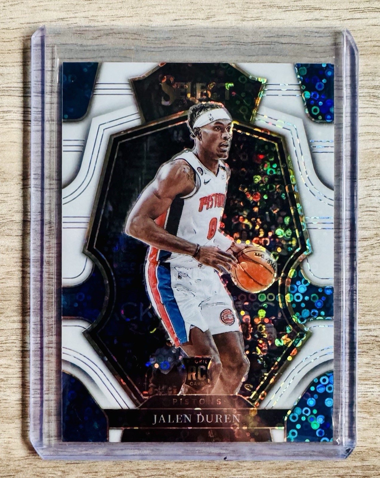 Jalen Duren 2022-23 Select Premier Level Rookie White Disco RC Pistons /75