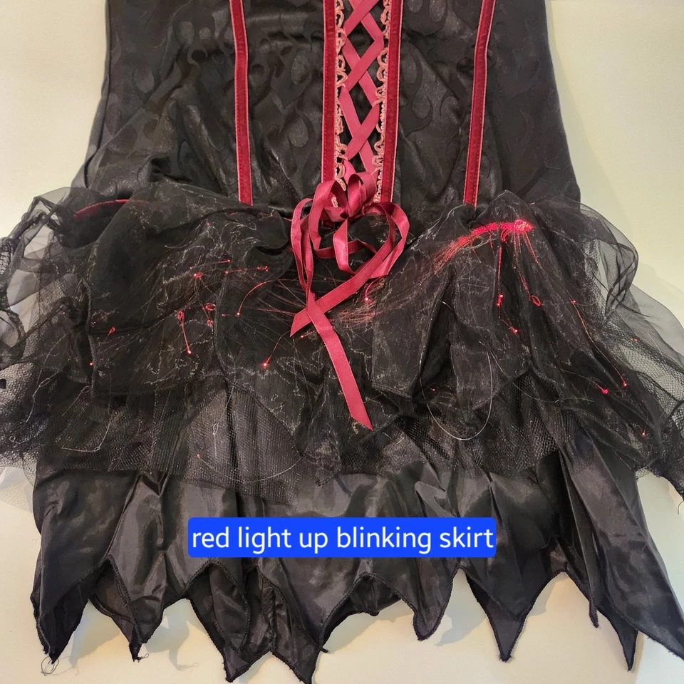 Fantasia de Halloween Dreamgirl vampira grande crepúsculo cintilante saia iluminada feminina - Imagem 4 de 4
