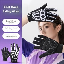 Skeleton Pattern Full Finger Cycling Breathable Durable Polyester Gloves Cycling