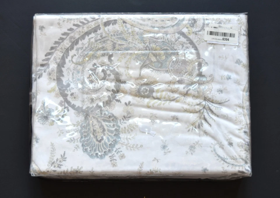 Juego de funda nórdica Tahari King 100 % algodón - gris blanco floral damasco medallón Foto 3 de 3