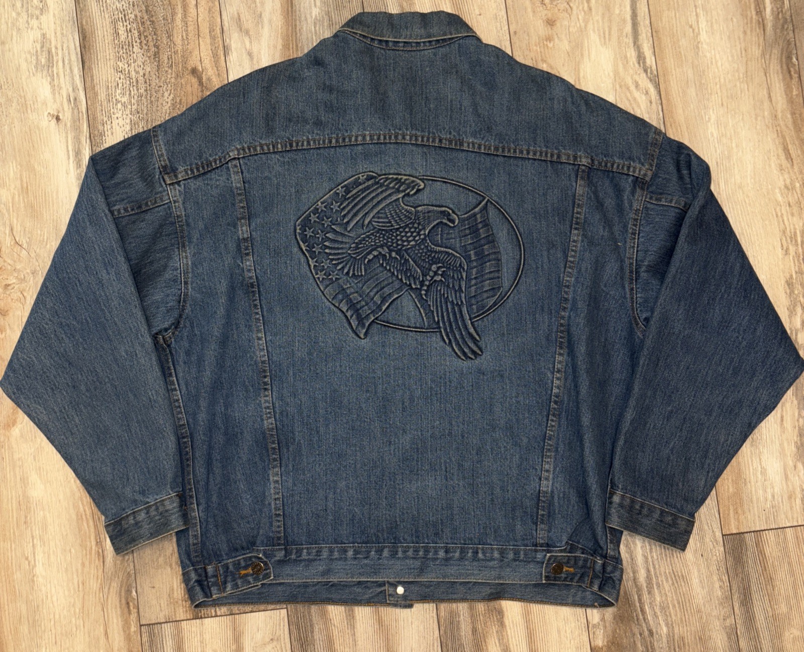 American Eagle Embossed Denim Jacket Transportati… - image 1
