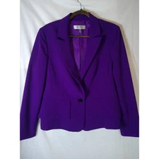 Kasper Womens Blazer Jacket Purple Single Button Peplum Size 12