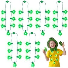 6 Pcs Light up St Patrick's Day Necklaces Decor Shamrock Bulb Necklace 7 Ligh...