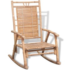 Vintage Rocking Chair Bamboo Living Room Indoor Outdoor Furniture Relaxing Seat