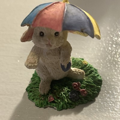 1991 Summit Collection Exclusive Rabbit W/umbrella *small Chip Off Grass