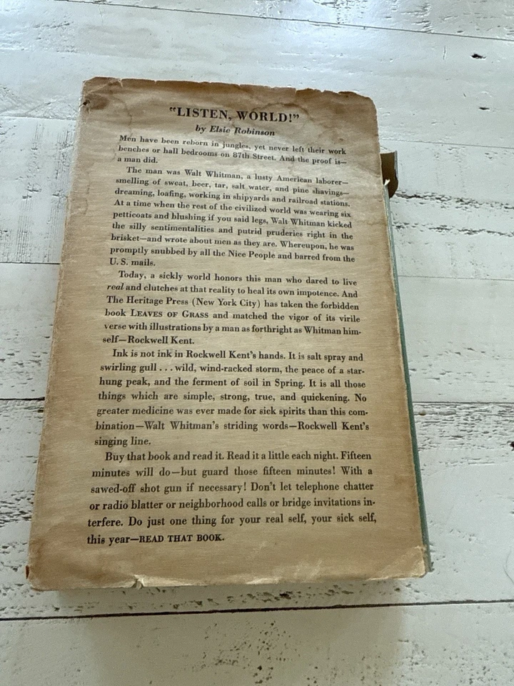 Leaves of Grass Walt Whitman Heritage Press Rockwell Kent Illustrated HC w/DJ - Image 2 of 4