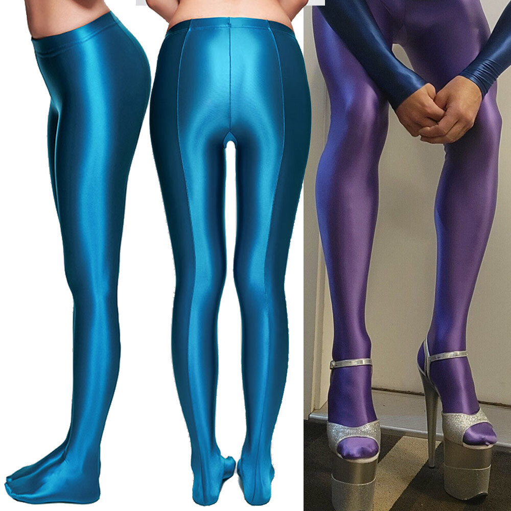 LEOHEX Leggings Women Men Opaque Shiny Glossy Jogger Stretch Disco