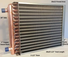 20x22  Water to Air Heat Exchanger 1" Copper Ports With Install Kit