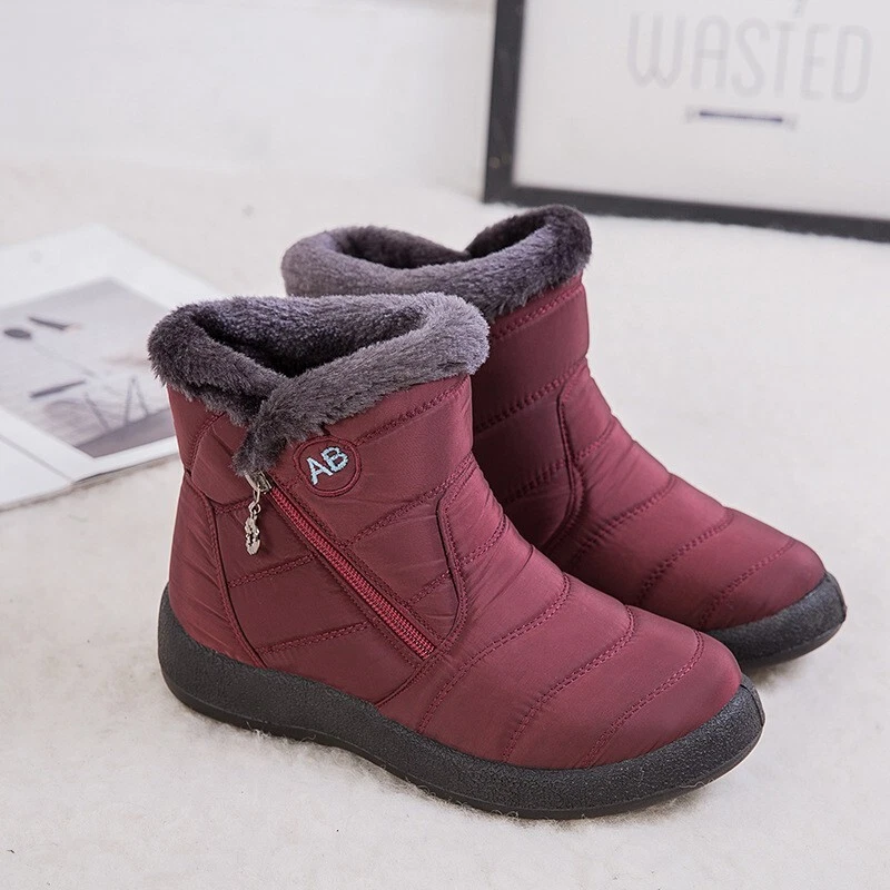 Womens Ladies Fur Lined Snow Ankle Boots Winter Warm Waterproof