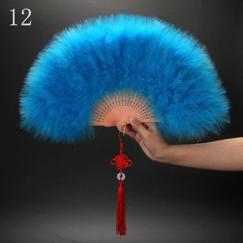 Colorful Large Folding Feather Fan Wedding PROM Party Costume Fancy Dress 1920s - Picture 29 of 30