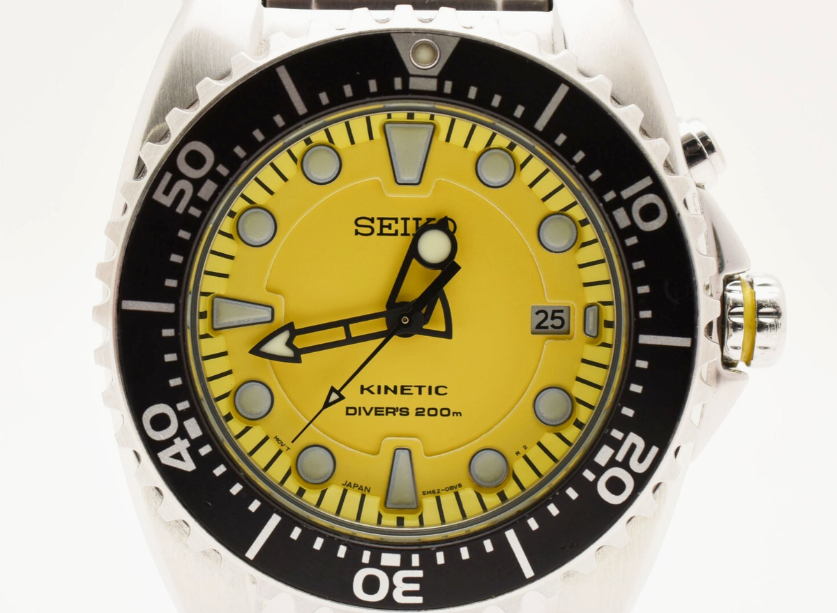 時計 SEIKO KINETIC DIVERS 5M62-0bl0 SEIKO Kinetic 5M62-0BL0 Divers 200m Men's Watch Black Dial
